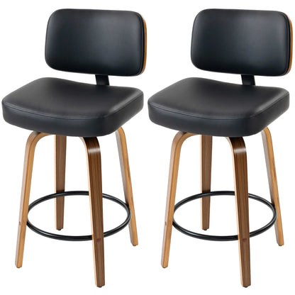 Swivel Bar Stools Set of 2, PU Leather, Black Bar Stools Multi Colour at Gallery Canada