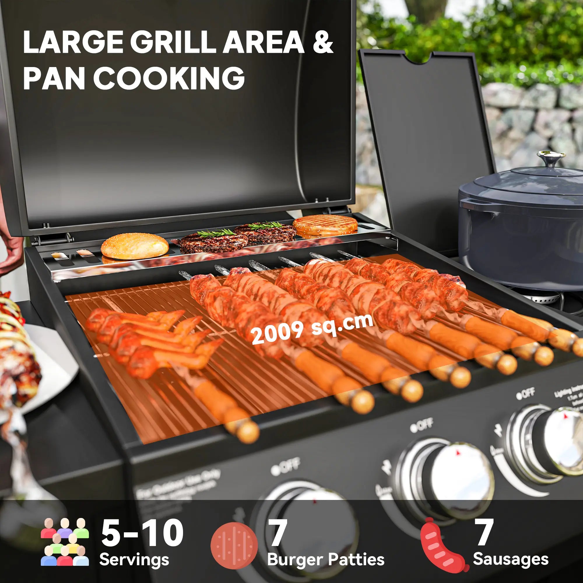 3 Burner Gas Grill With Side Burner, 9.5 KW Propane BBQ Grill, Cabinet Style Propane Gas Grills at Gallery Canada