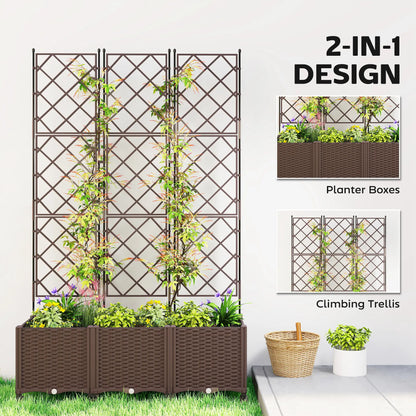 Plastic Raised Garden Bed With Trellis, Self Watering Planter Box With Wheels Raised Garden Beds at Gallery Canada