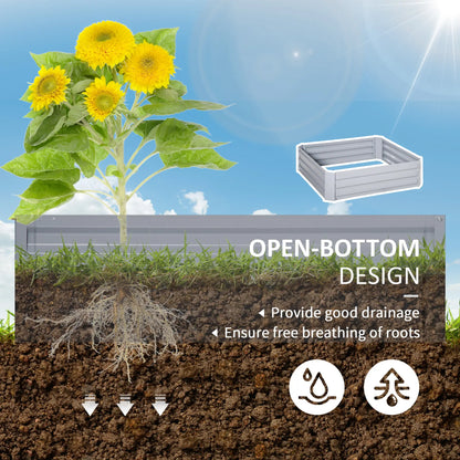 39" x 39" x 12" Raised Garden Bed Set, Elevated Planter Box, Galvanized Steel Frame, Grey Galvanized Planter Boxes at Gallery Canada