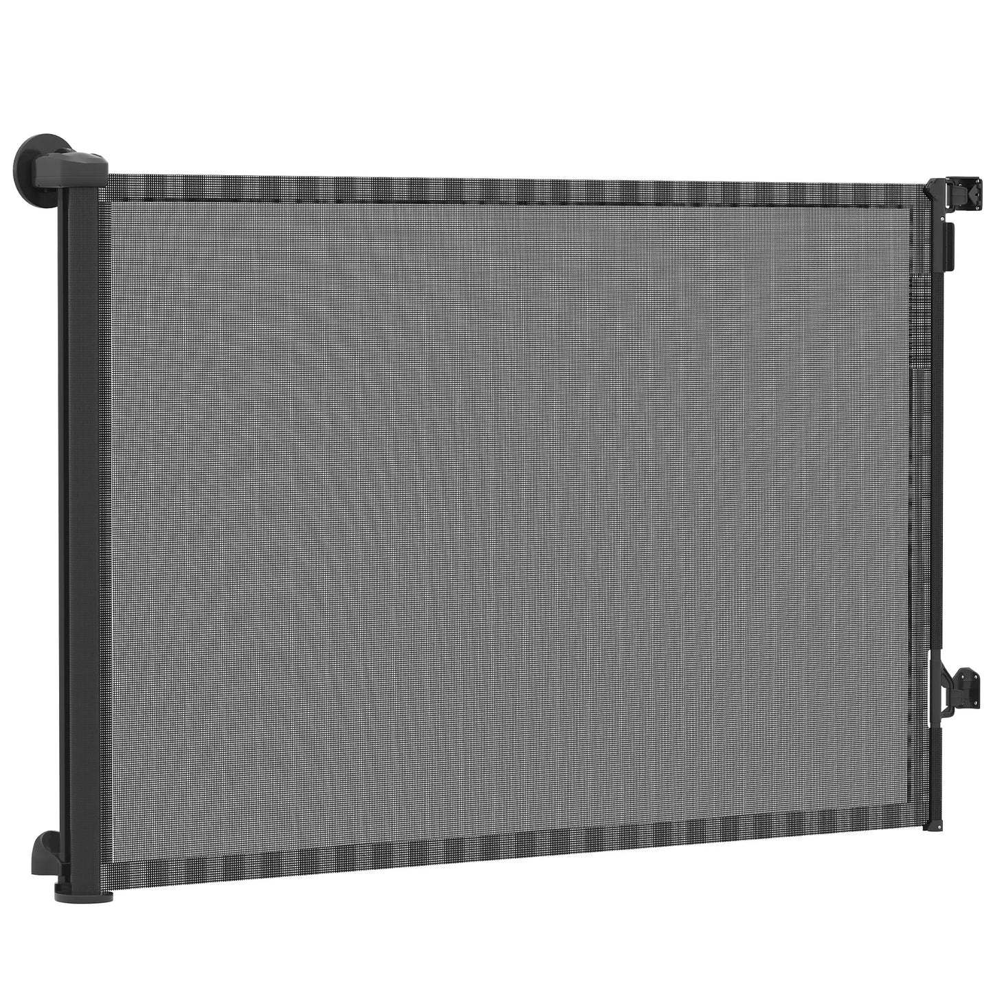 Retractable Dog Gate, 36.6" Tall, 55" Wide Mesh Pet Gate Pet Gates Black at Gallery Canada