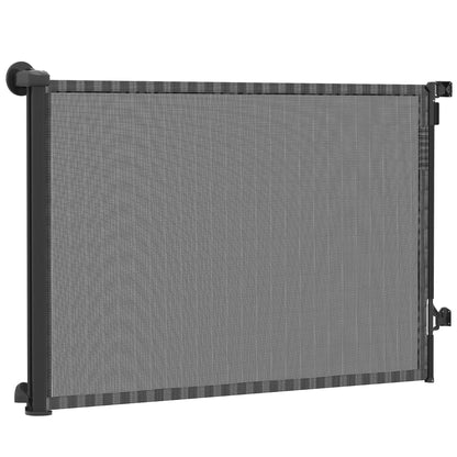 Retractable Dog Gate, 36.6" Tall, 55" Wide Mesh Pet Gate Pet Gates Black at Gallery Canada
