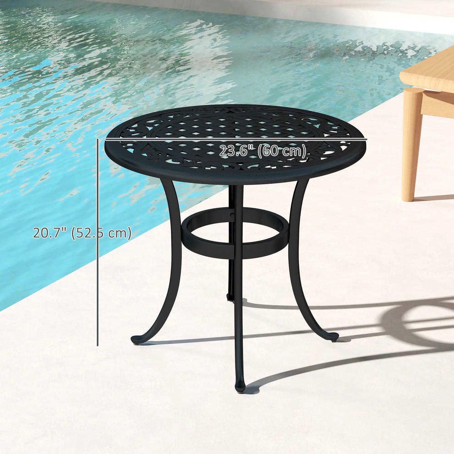 23.6" Round Outdoor Side Table, Cast Aluminum Frame, Black Patio Side Tables at Gallery Canada