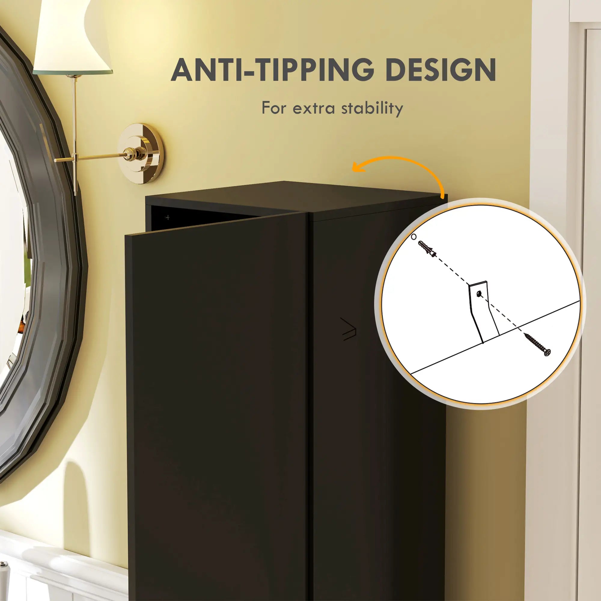 Tall Bathroom Cabinet, High Gloss Storage, Adjustable Shelves, 11.8