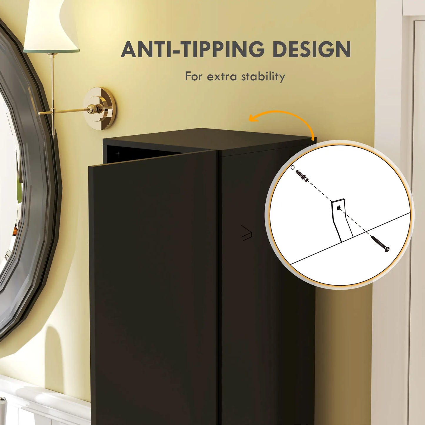 Tall Bathroom Cabinet, High Gloss Storage, Adjustable Shelves, 11.8" x 11.8" x 71.5", Black Bathroom Cabinets at Gallery Canada