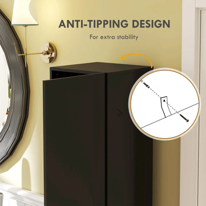 Tall Bathroom Cabinet, High Gloss Storage, Adjustable Shelves, 11.8" x 11.8" x 71.5", Black Bathroom Cabinets at Gallery Canada