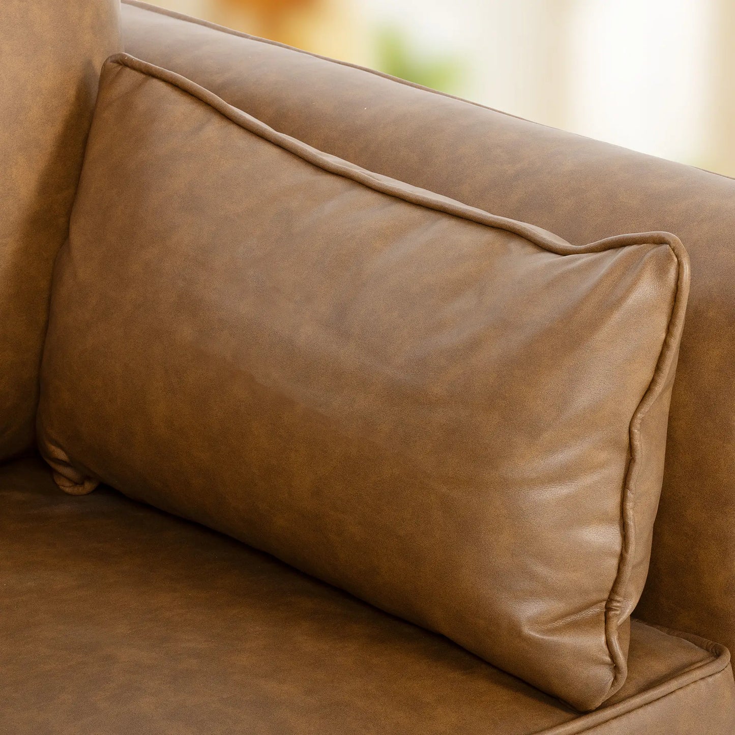 PU Leather Armchair, Wide Seat, Spring Cushion, Rubberwood Legs, Brown Accent Chairs at Gallery Canada