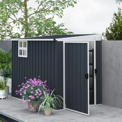 4' x 8' Metal Garden Shed, Outdoor Storage with Window, 2 Vents, Lockable Door Sheds at Gallery Canada