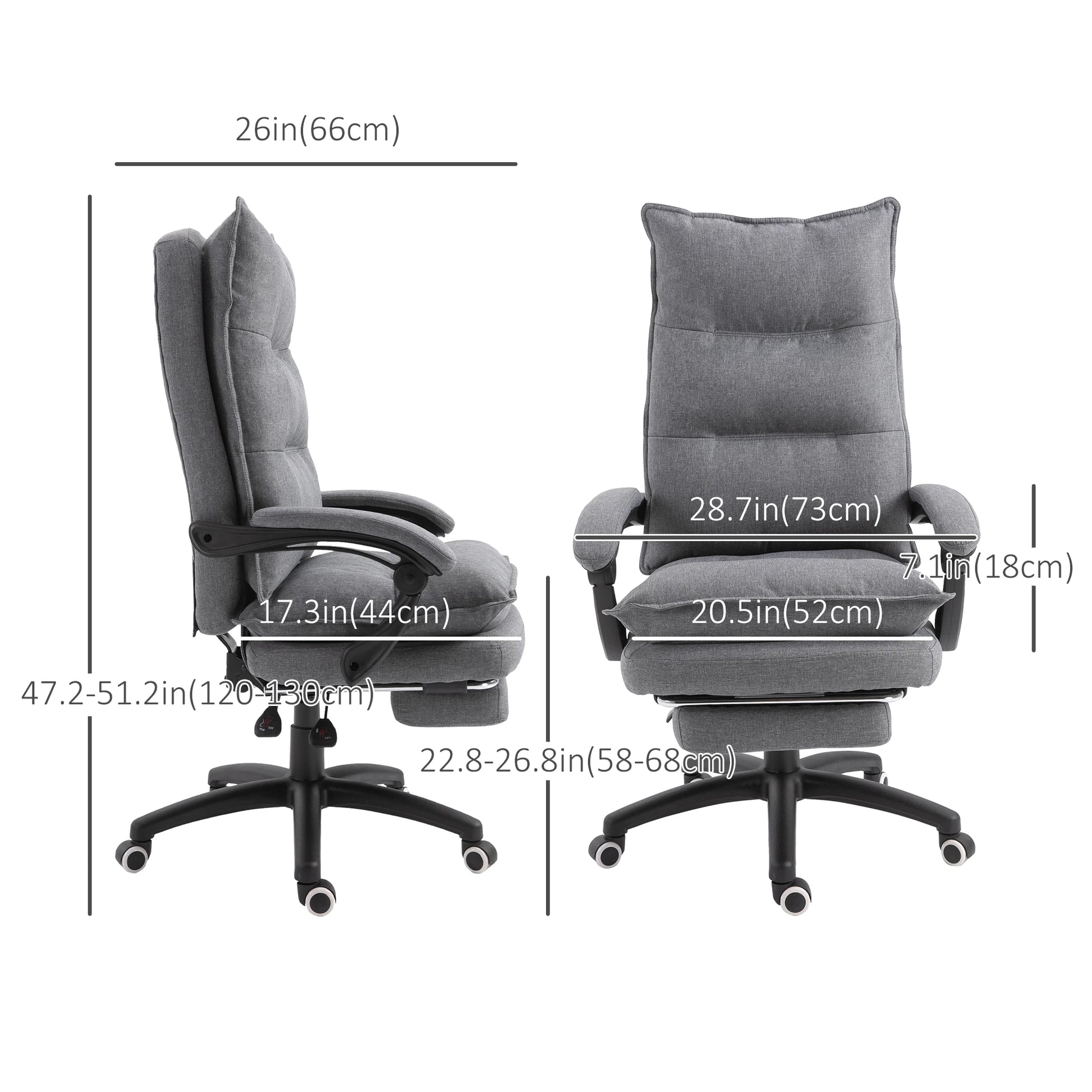 Adjustable Height Office Chair, 360° Swivel, Retractable Footrest, Grey Executive & Manager Chairs at Gallery Canada