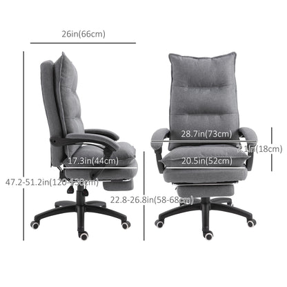 Adjustable Height Office Chair, 360° Swivel, Retractable Footrest, Grey Executive & Manager Chairs at Gallery Canada