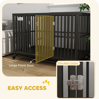 49" Heavy Duty Steel Dog Crate, Kennel with Wheels, Black Houses, Kennels & Pens at Gallery Canada