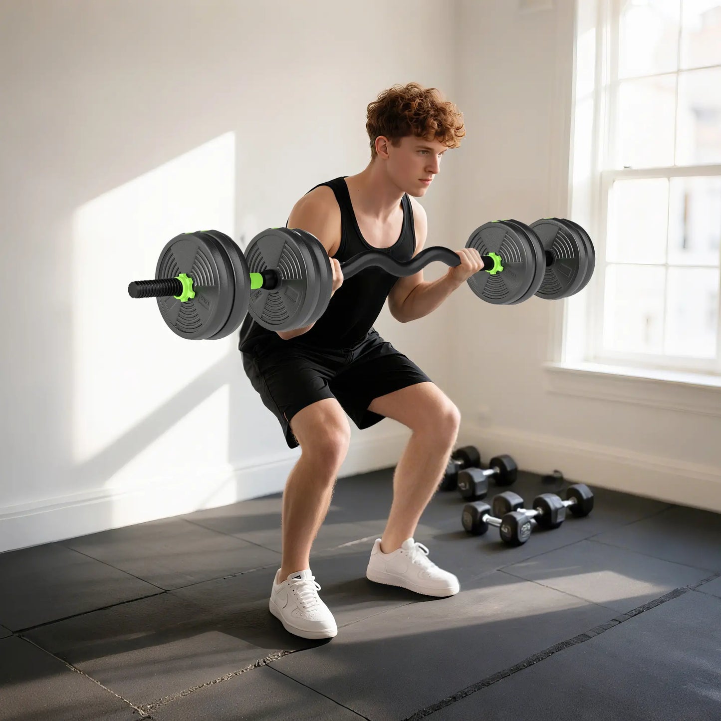 Adjustable Dumbbell Set, 3 in 1 Weights, 33lb with Connector, Non-Slip Grip Dumbbells & Barbells at Gallery Canada