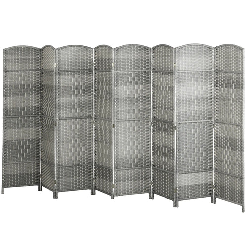 6 Ft Folding Room Divider, 8 Panel Portable Privacy Screen, Mixed Grey