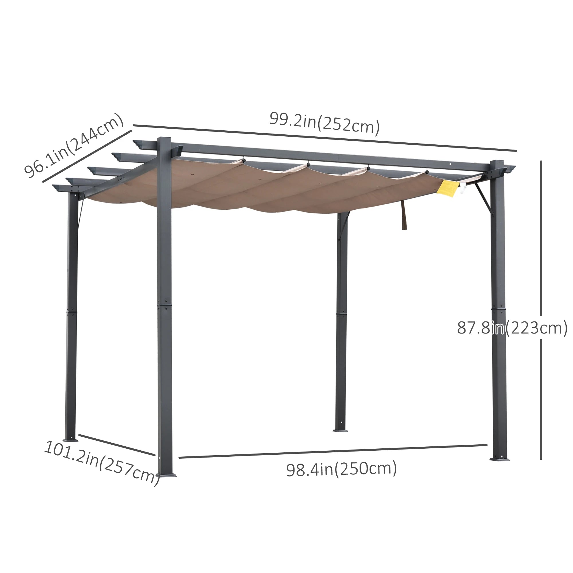 Retractable Roof Pergola, 10x10 Canopy, 9.8x9.8 Outdoor Shelter, Coffee Brown Pergolas at Gallery Canada