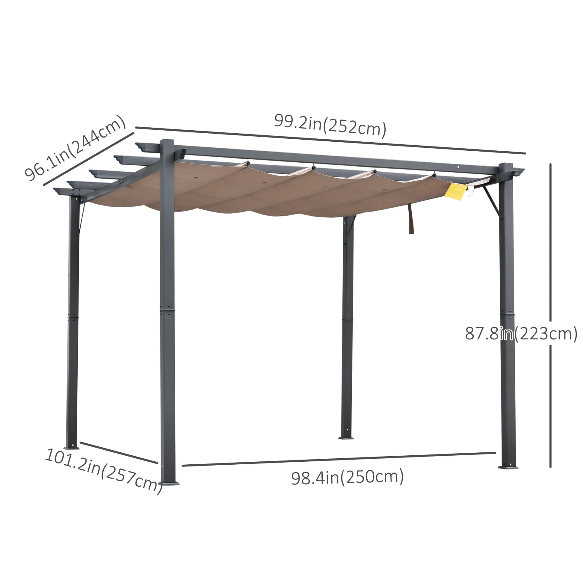 Retractable Roof Pergola, 10x10 Canopy, 9.8x9.8 Outdoor Shelter, Coffee Brown Pergolas at Gallery Canada