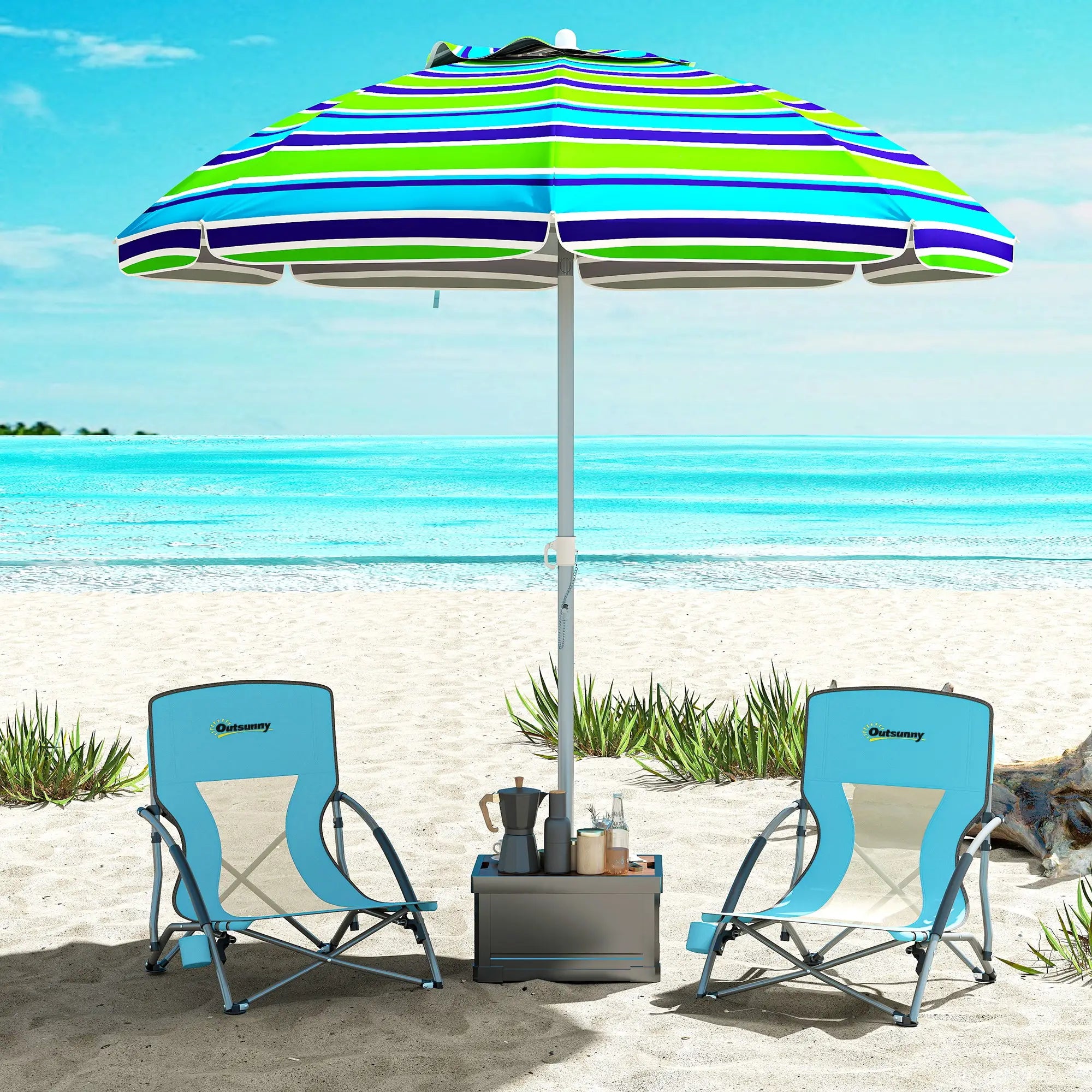 Folding Beach Chairs, Mesh Back, Carry Bag, Cup Holder, 22.8