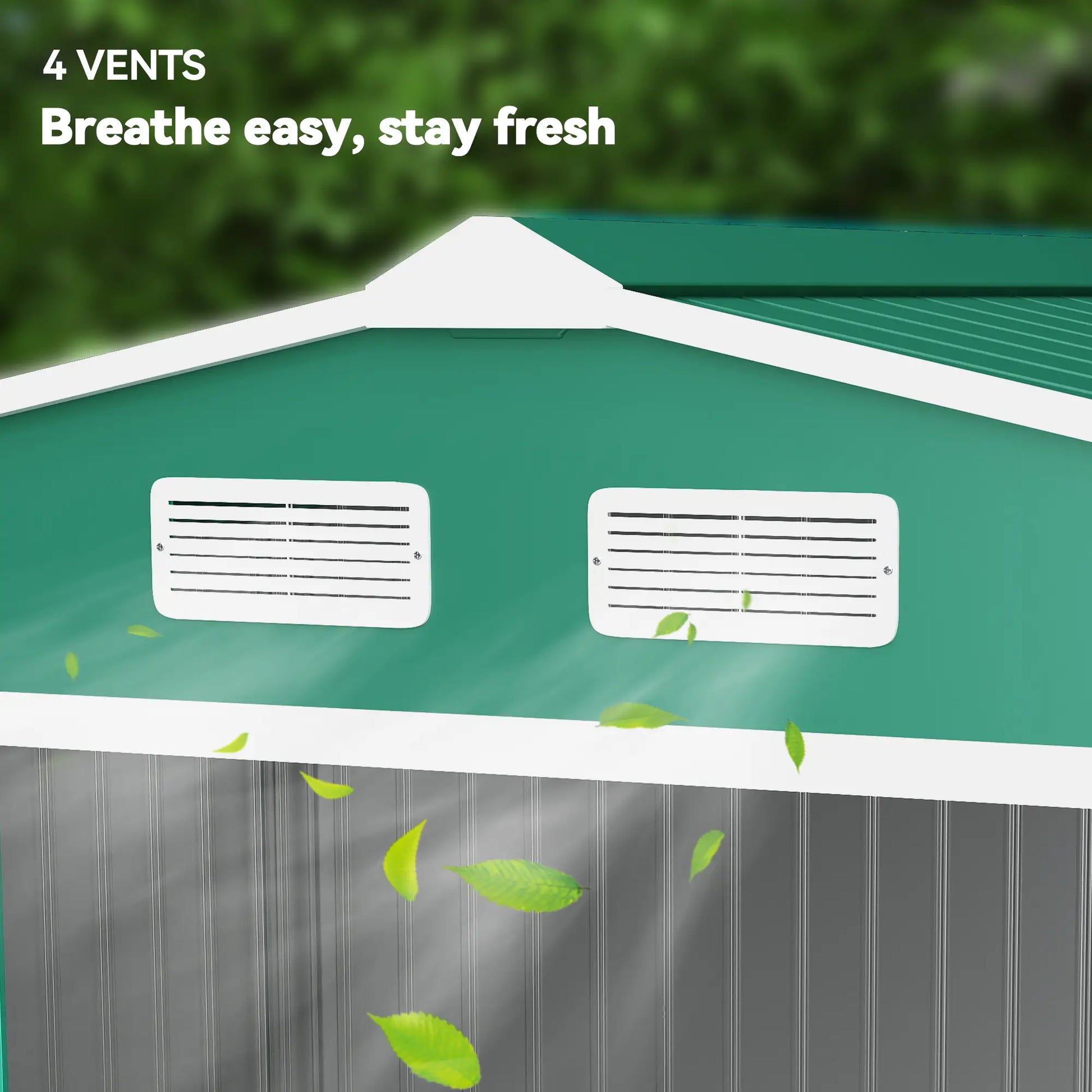 9.1' x 6.4' x 6.3' Garden Storage Shed, Foundation Kit, Metal Tool House, Double Doors, Green Sheds at Gallery Canada