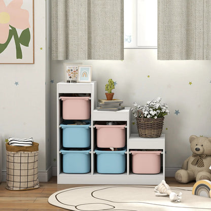 3 Layer Toy Storage Organizer, Kids Bookshelf, 6 Plastic Bins, Blue & Pink Baby & Kids Storage at Gallery Canada