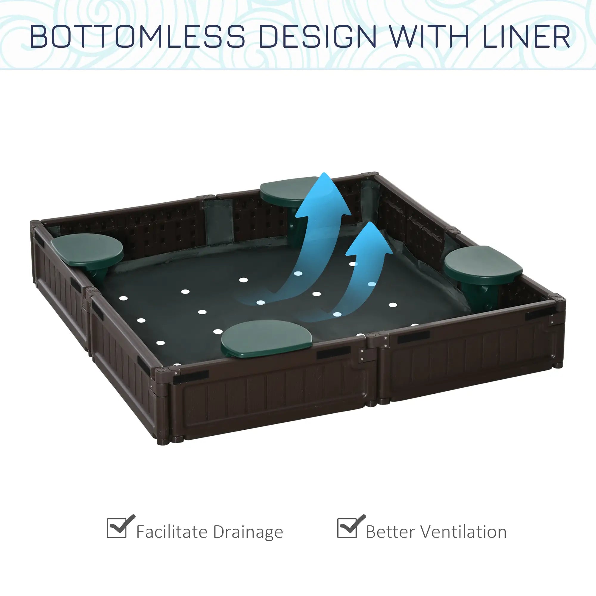 Kids Outdoor Sandbox with Canopy, Bottom Fabric Liner, Brown Sandboxes & Accessories at Gallery Canada