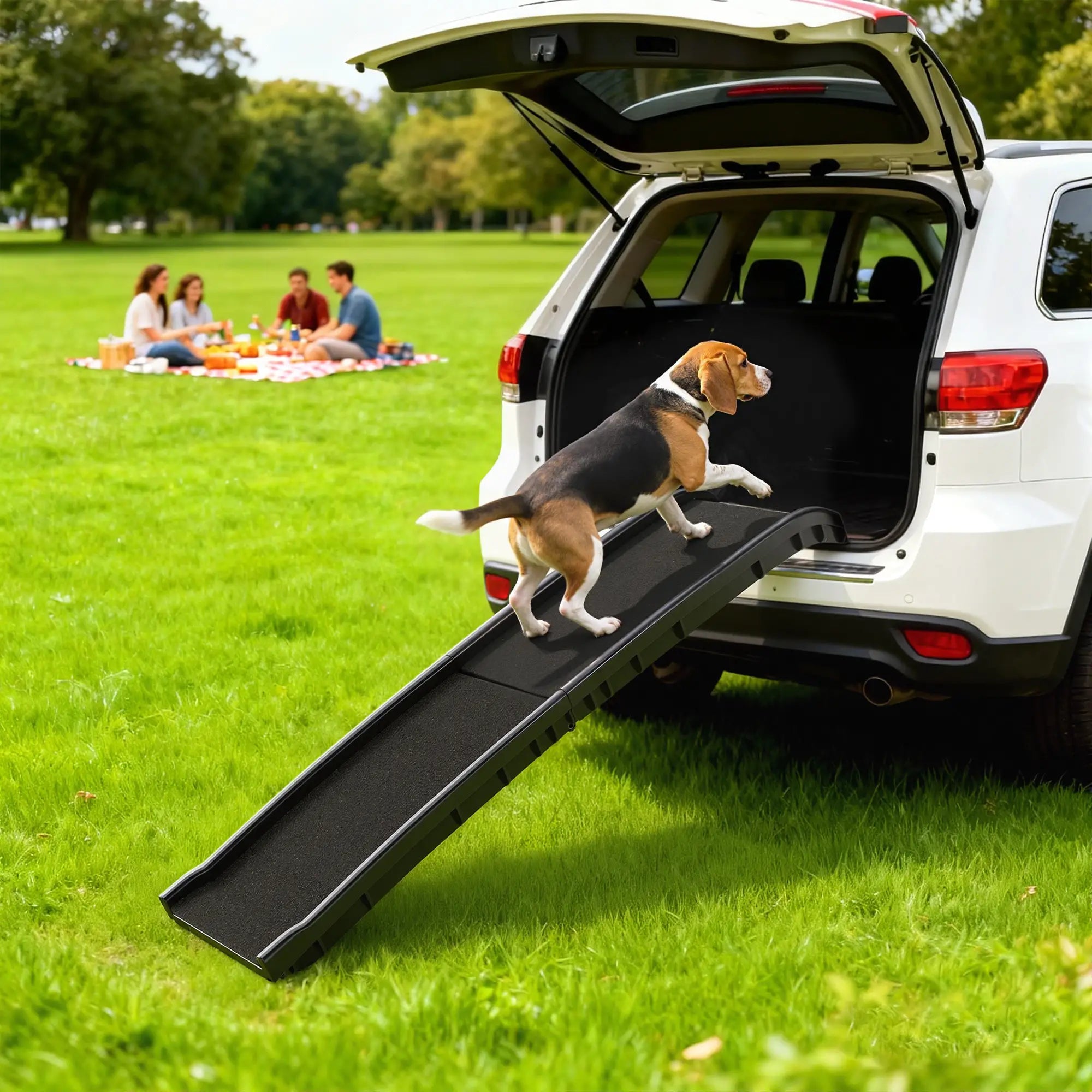61 Inches Folding Pet Ramp, Frosted Surface, Raised Side Rails Dog Stairs at Gallery Canada