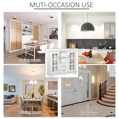 Modern Kitchen Sideboard, 2 Drawers, Coffee Bar Cabinet, Glass Doors, White Bar Cabinets at Gallery Canada