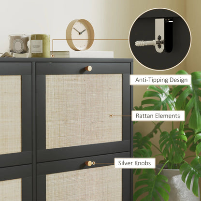 Narrow Shoe Storage Cabinet, 4 Flip Drawers, Adjustable Shelves, 20 Pairs, Black Shoe Storage Cabinets & Racks at Gallery Canada