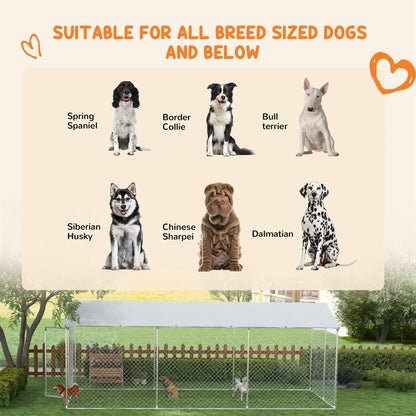 19.7' x 7.5' x 7.5' Outdoor Dog Kennel, Waterproof UV Resistant Cover, Silver Houses, Kennels & Pens at Gallery Canada
