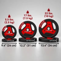 6-Piece 88 lbs Weight Plates Set, Sand-Filled, Black and Red