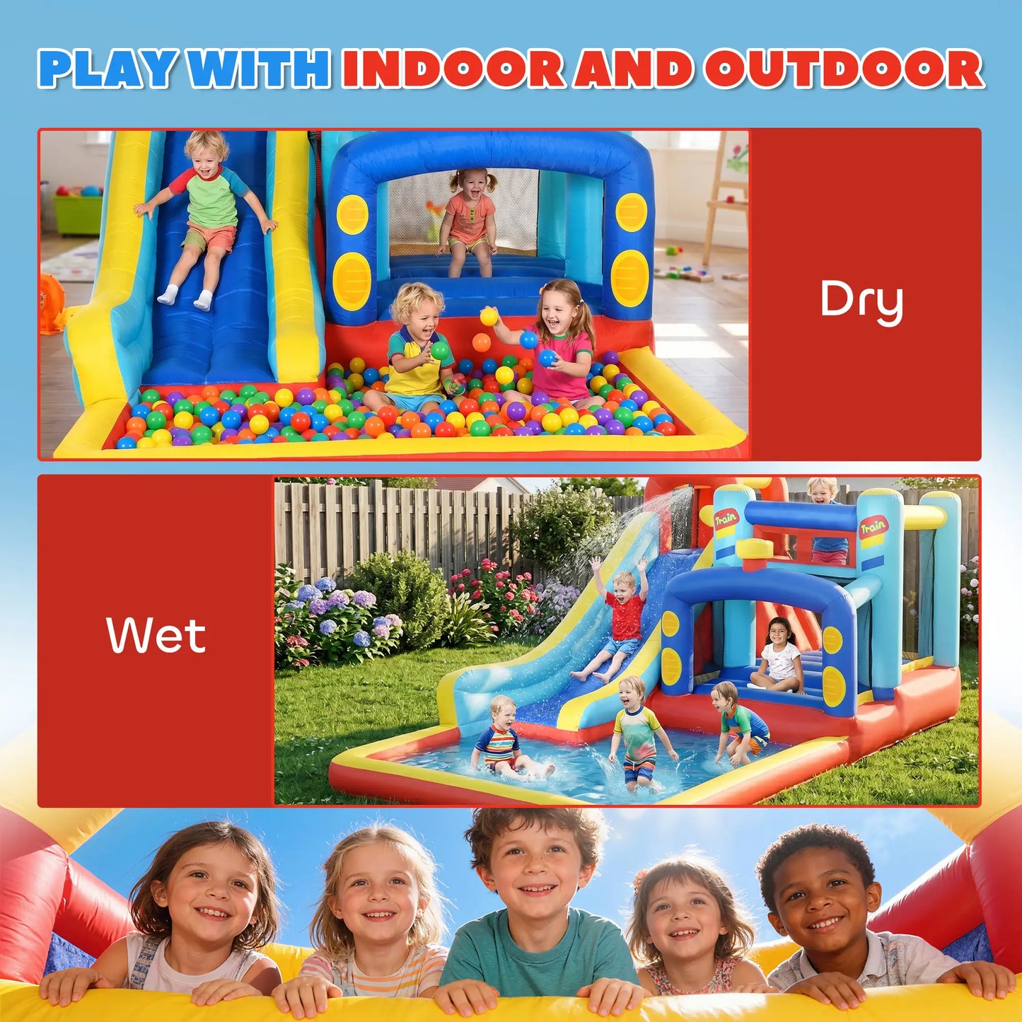 Inflatable Bounce House, 14.3 x 8FT, 4 in 1 With Slide, Climbing Wall Inflatables at Gallery Canada