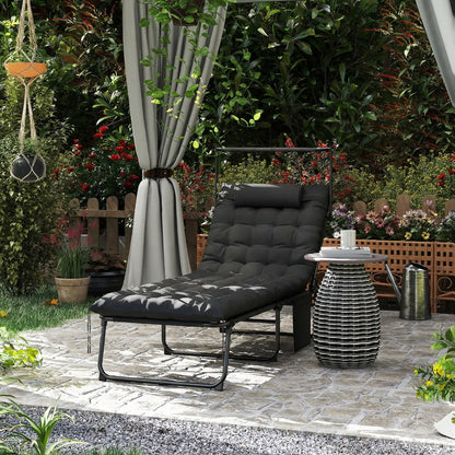 Folding Lounge Chair With Adjustable Canopy, 4-Position Tanning Chair, Black Lounger Chairs at Gallery Canada