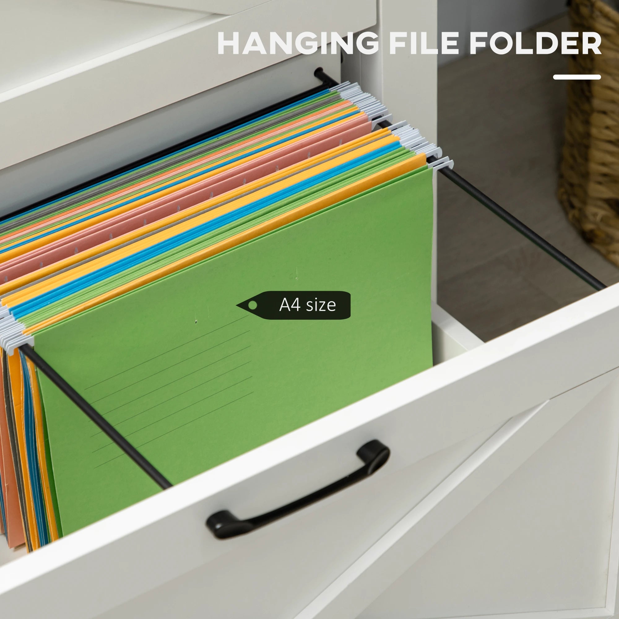 Vertical File Cabinet, Hanging Bars, A4 Size, 29.9