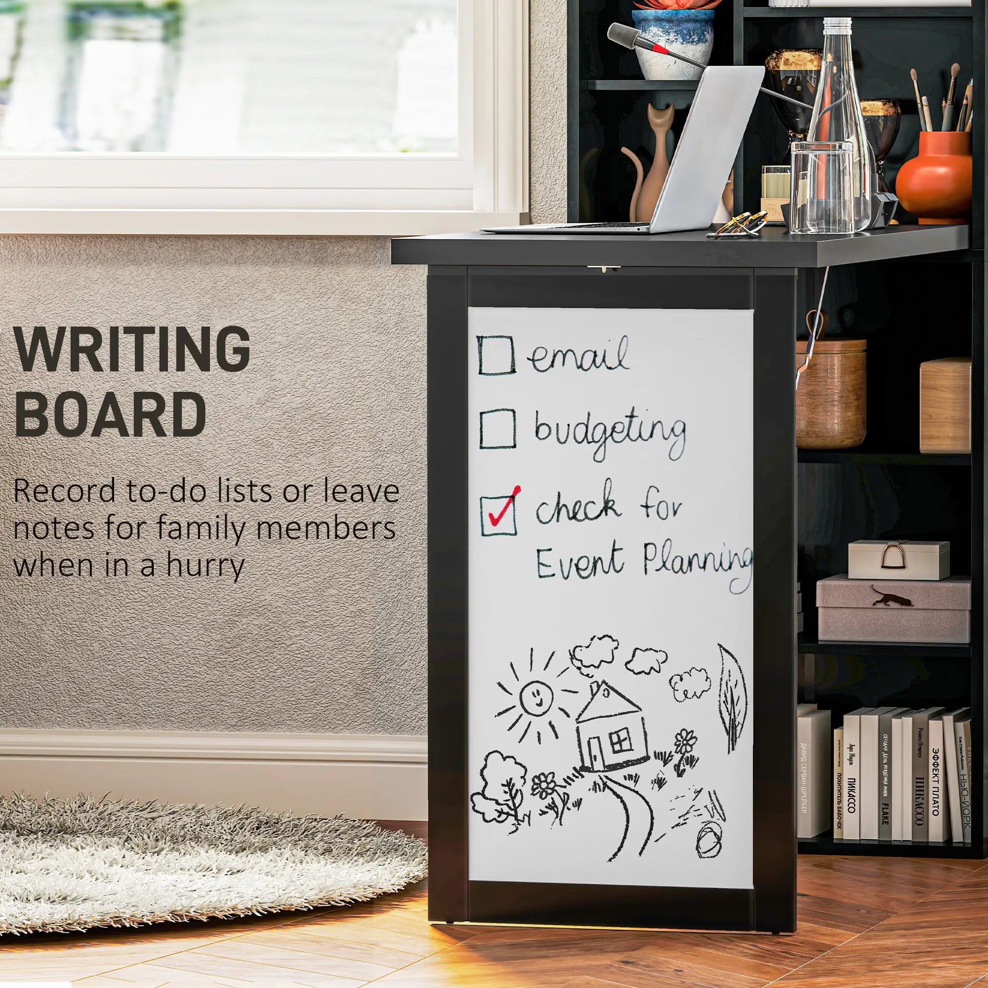 Fold-Out Convertible Office Desk, Wall Mount, Black Writing Desks at Gallery Canada