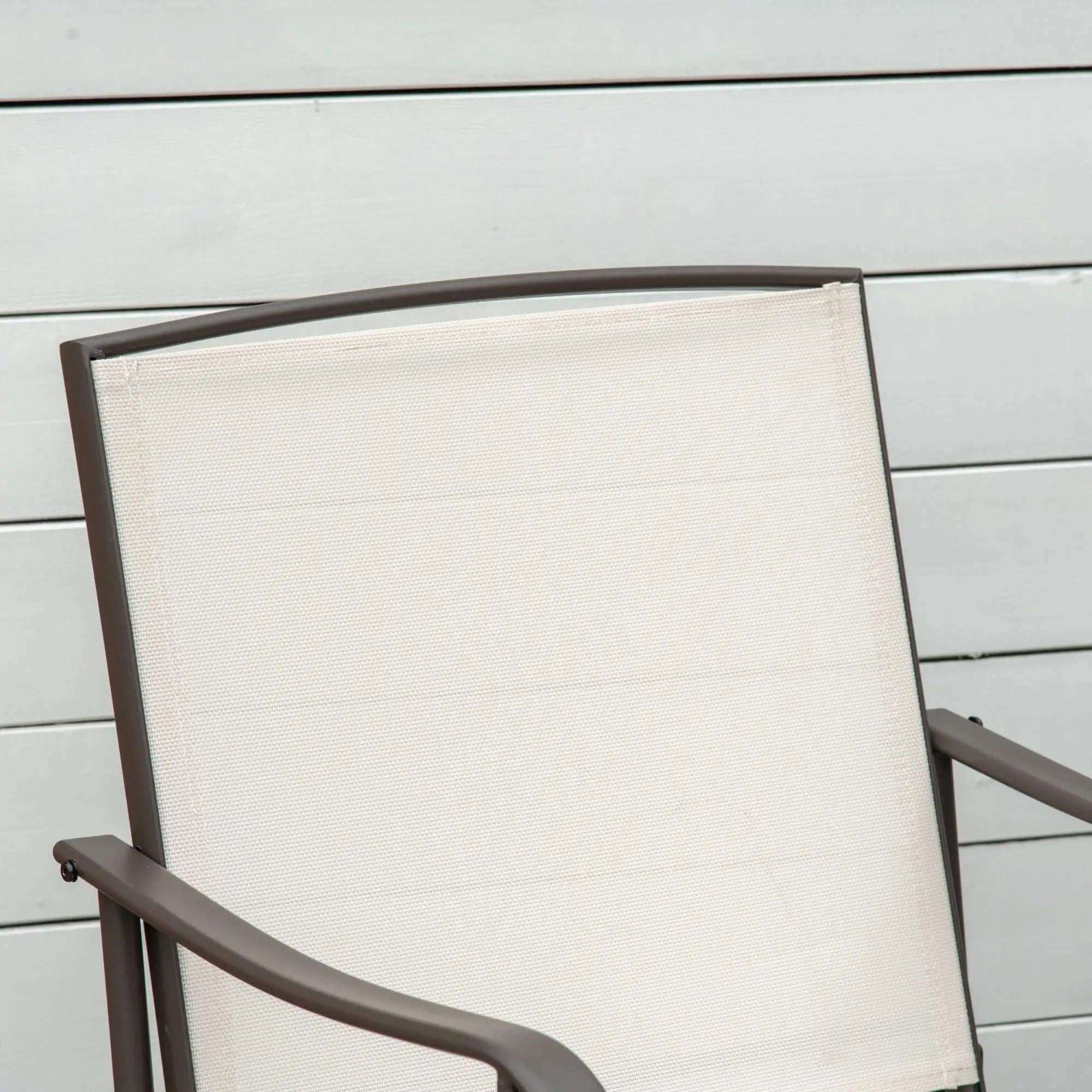 Double Glider Chair, Glass Top Table, High Back, Sling Fabric, Beige Outdoor Gliders at Gallery Canada