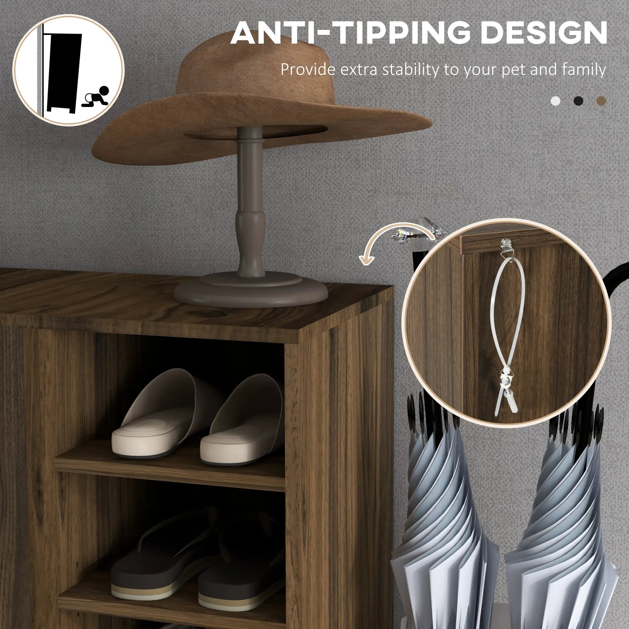 Double Door Shoe Storage, Open Shelves, 17 Pair, Walnut Shoe Storage Cabinets & Racks at Gallery Canada