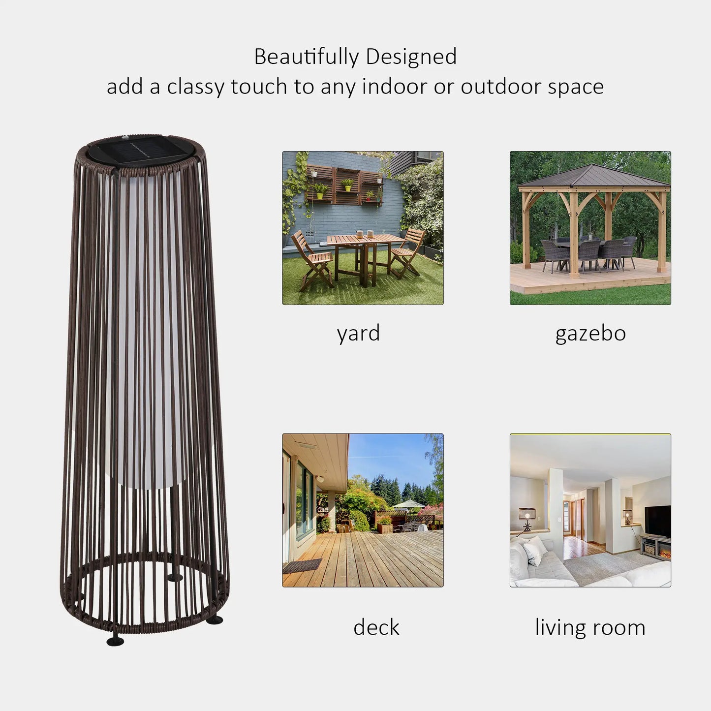 Solar Floor Lamp, LED Auto On/Off, IP44, Patio Porch Pathway, Brown Solar Post Lamps at Gallery Canada