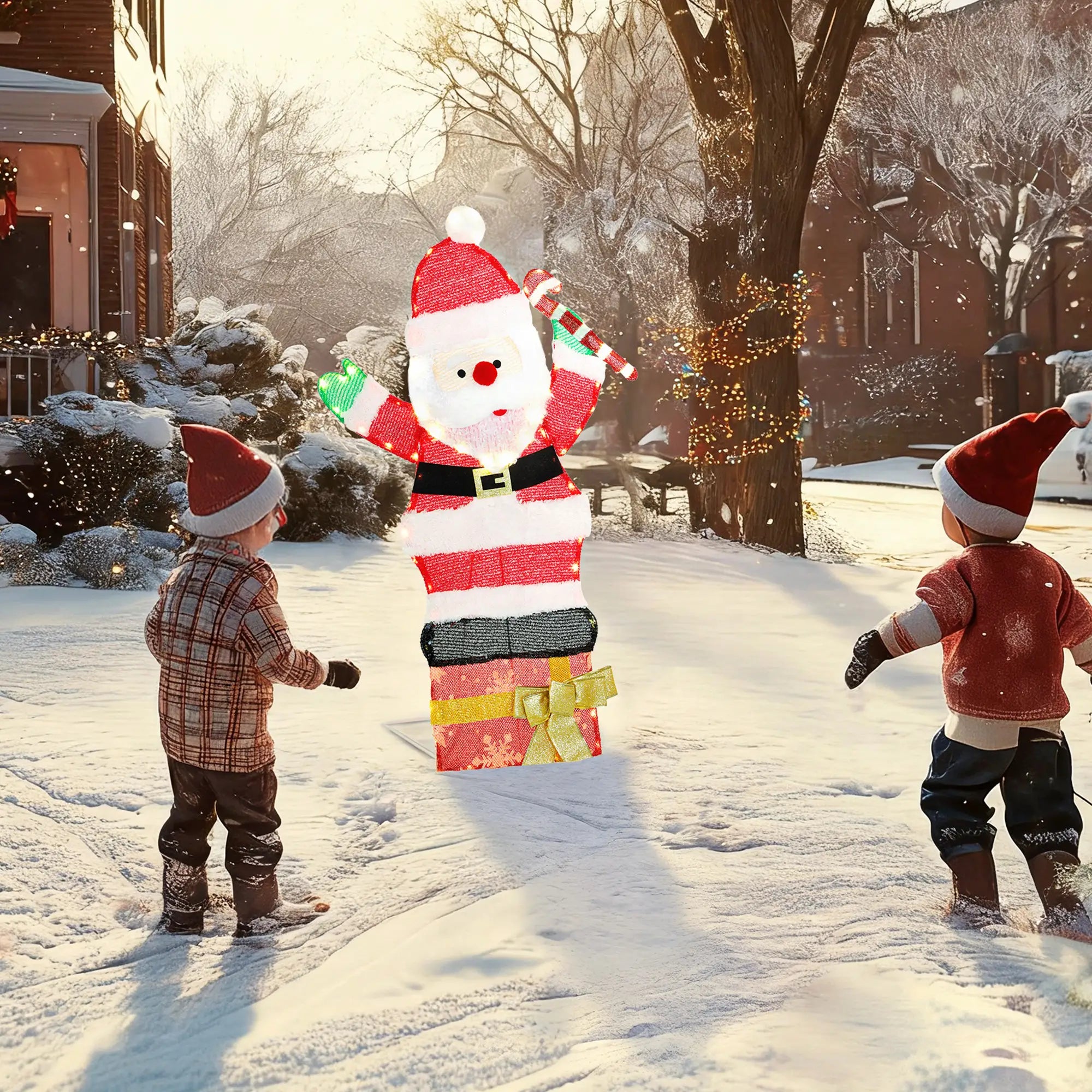 3ft Lighted Santa Claus, 97 LEDs, Stakes, Zip Ties, IP44 Waterproof Christmas Decorations at Gallery Canada