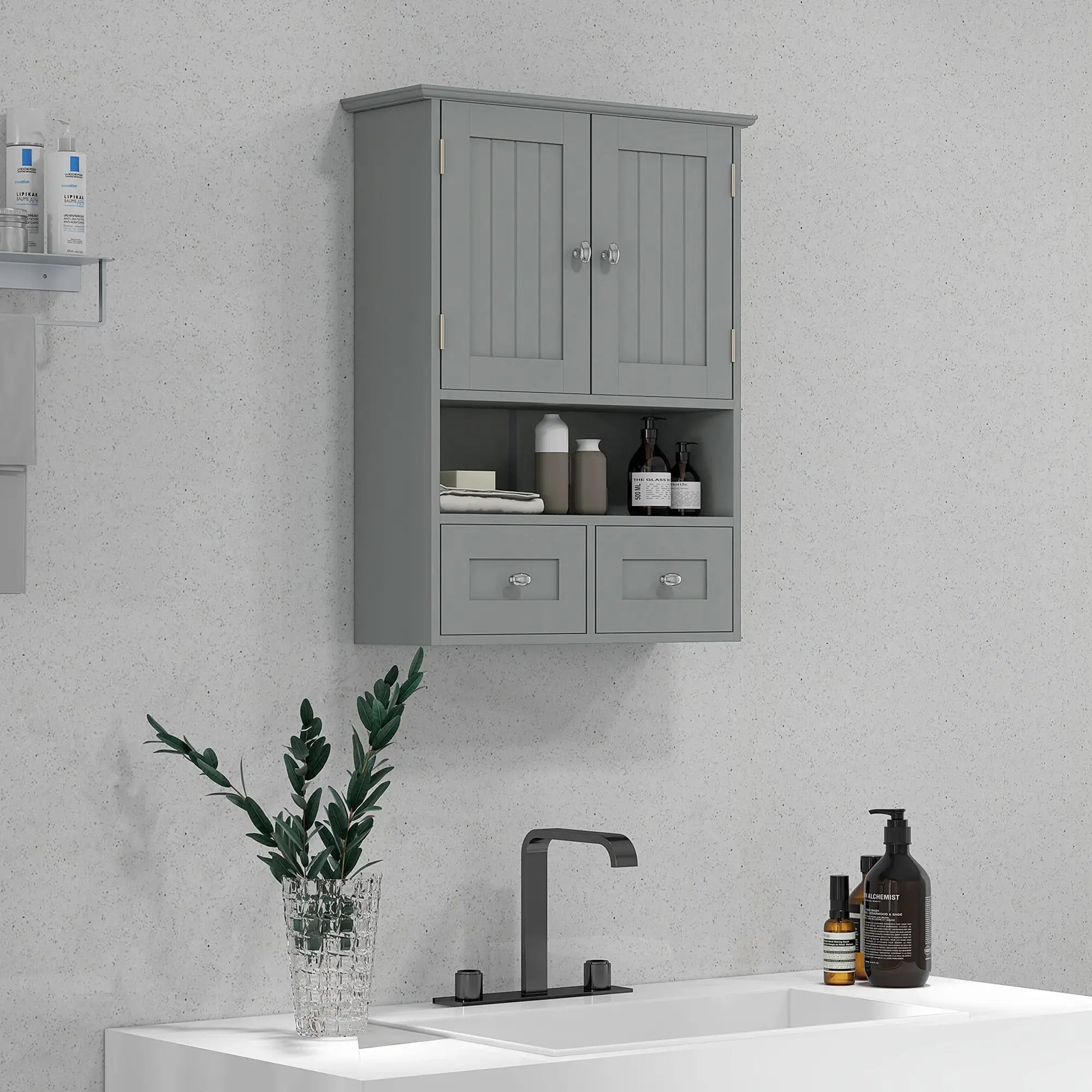 Bathroom Wall Cabinet, Medicine Cabinet, Over Toilet Storage, Grey Wall Mounted Cabinets at Gallery Canada