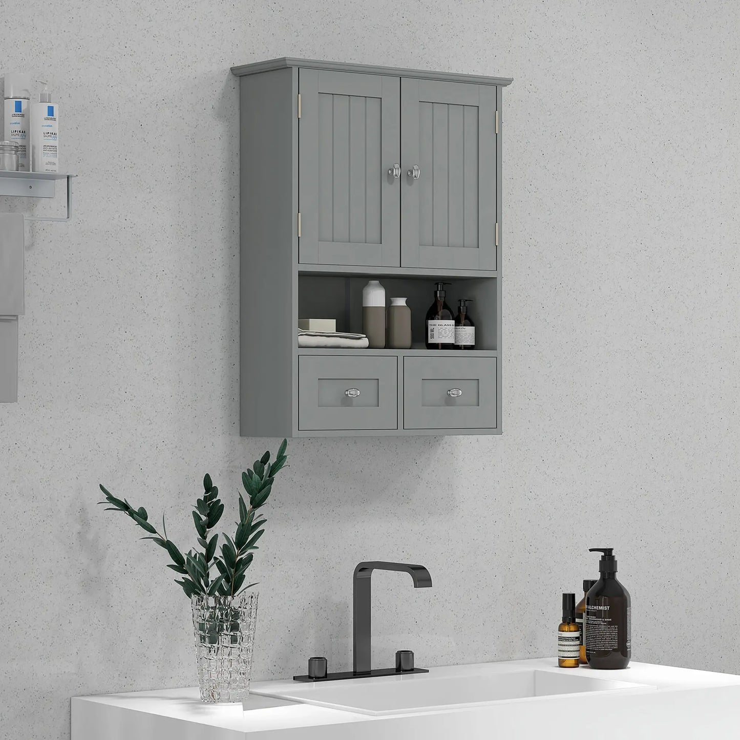 Bathroom Wall Cabinet, Medicine Cabinet, Over Toilet Storage, Grey Wall Mounted Cabinets at Gallery Canada