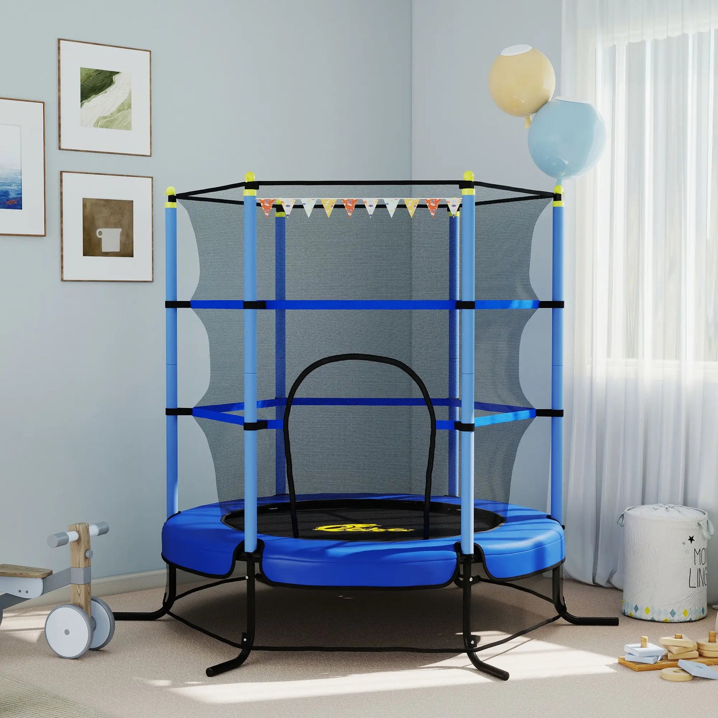 Kids Trampoline with Safety Net, 3-10 Years Old, Blue Trampolines at Gallery Canada