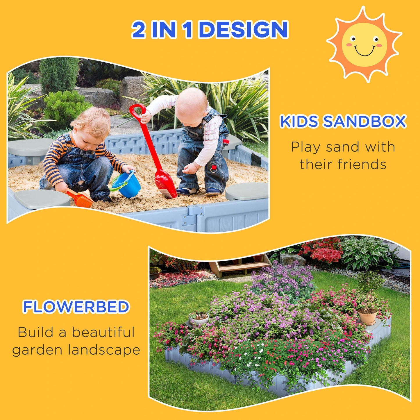 Kids Outdoor Sandbox with Canopy, Fabric Liner, Light Blue Sandboxes & Accessories at Gallery Canada