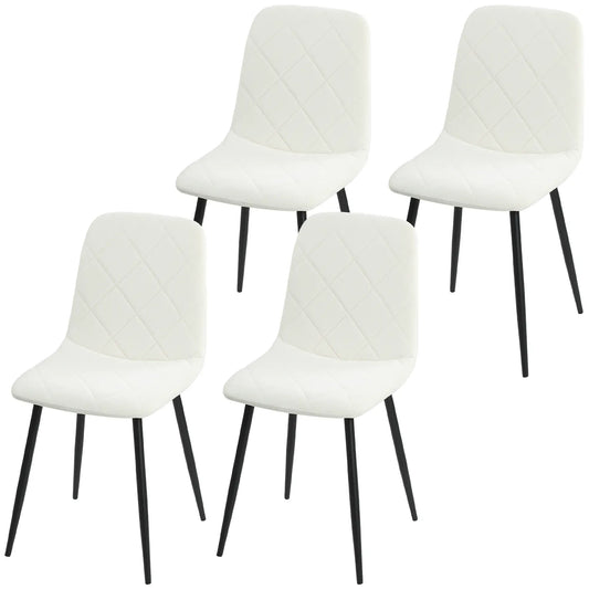 Upholstered Dining Chairs Set of 4, Steel Legs, Cream