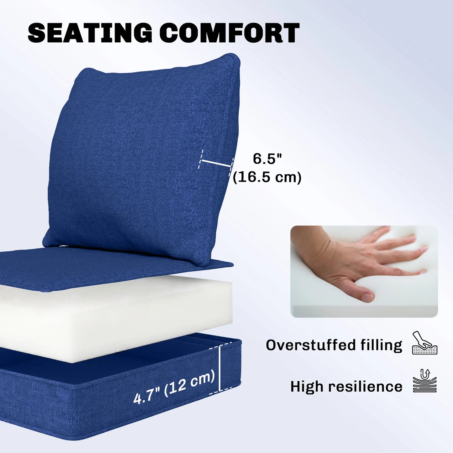 Outdoor Chair Cushions Set Of 4, 24" x 24", Navy Blue Patio Chair Cushions at Gallery Canada