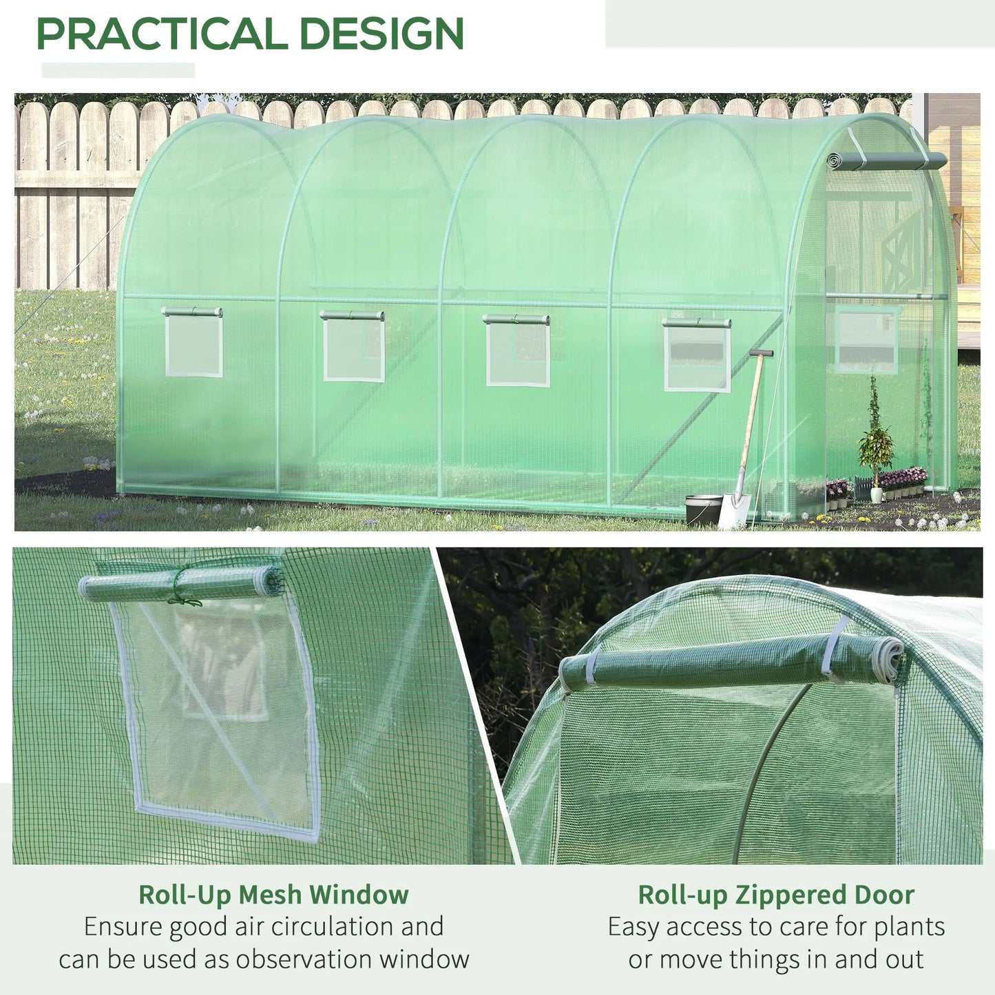 Walk-In Tunnel Greenhouse, 13x6.4x6.5ft, Galvanised Steel Frame, Green Tunnel Greenhouses at Gallery Canada