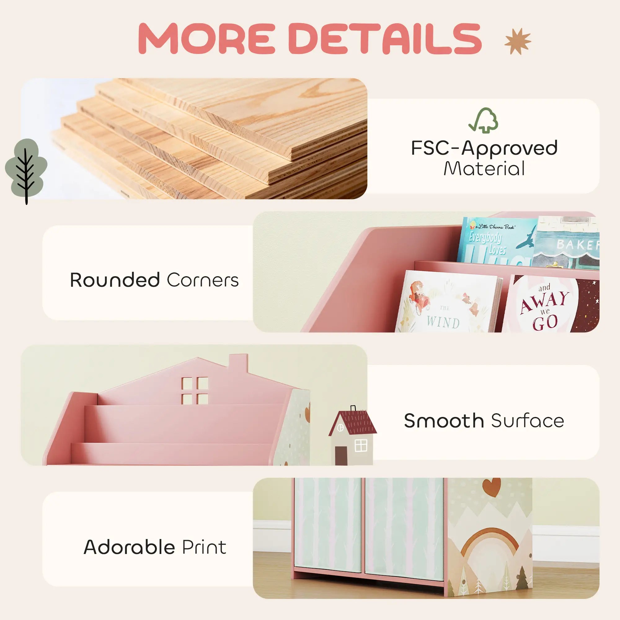 Kids Bookshelf With Storage, Toy Storage Unit, Pink Baby & Kids Storage at Gallery Canada
