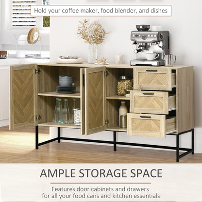 Buffet Cabinet, Coffee Bar with Drawers, Adjustable Shelves, Oak Bar Cabinets at Gallery Canada