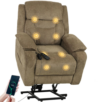 Power Recliner Chair, Massage, Electric Lift, 2 Memory Positions, Brown Electric Power Lift Chairs at Gallery Canada