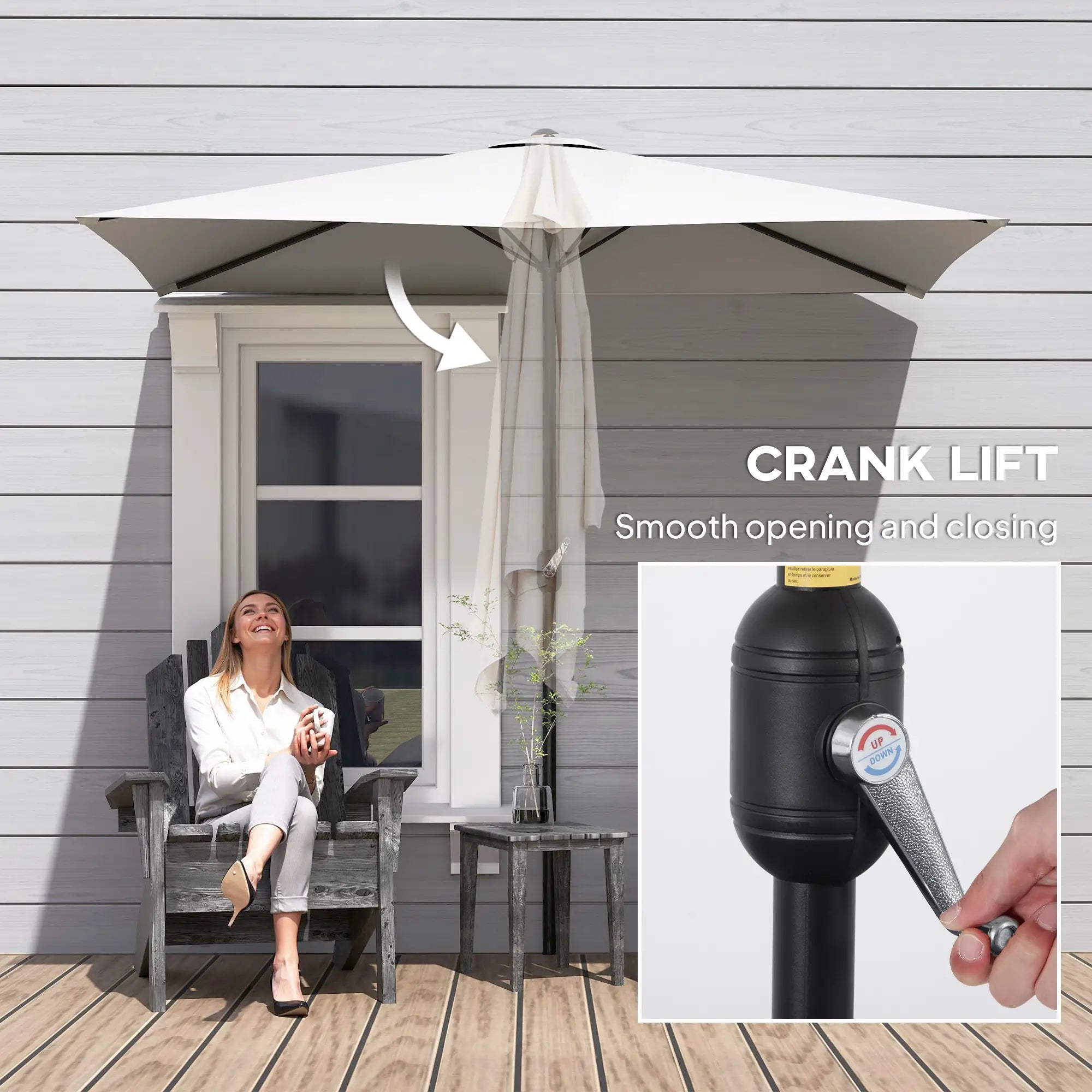 8ft Half Umbrella, Outdoor Balcony Parasol, Cream White Sun Umbrellas at Gallery Canada