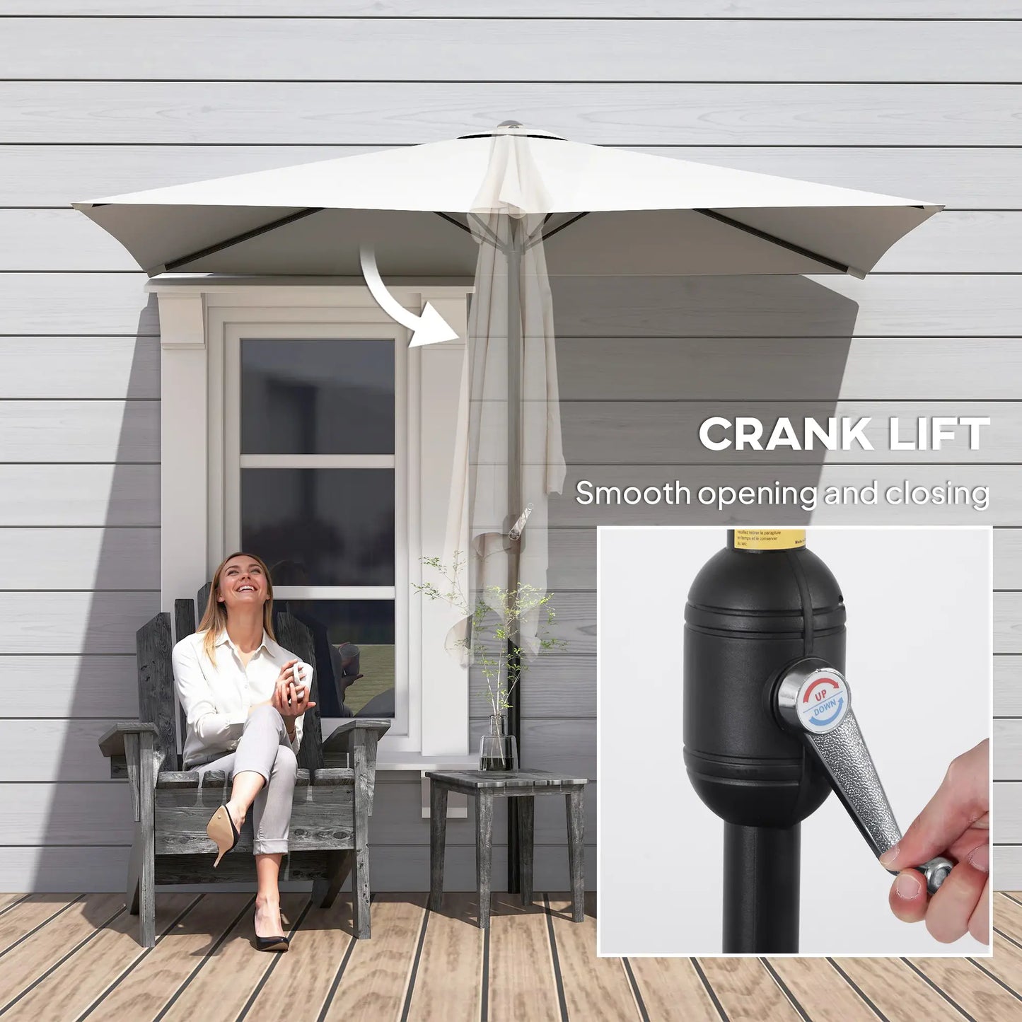 8ft Half Umbrella, Outdoor Balcony Parasol, Cream White Sun Umbrellas at Gallery Canada