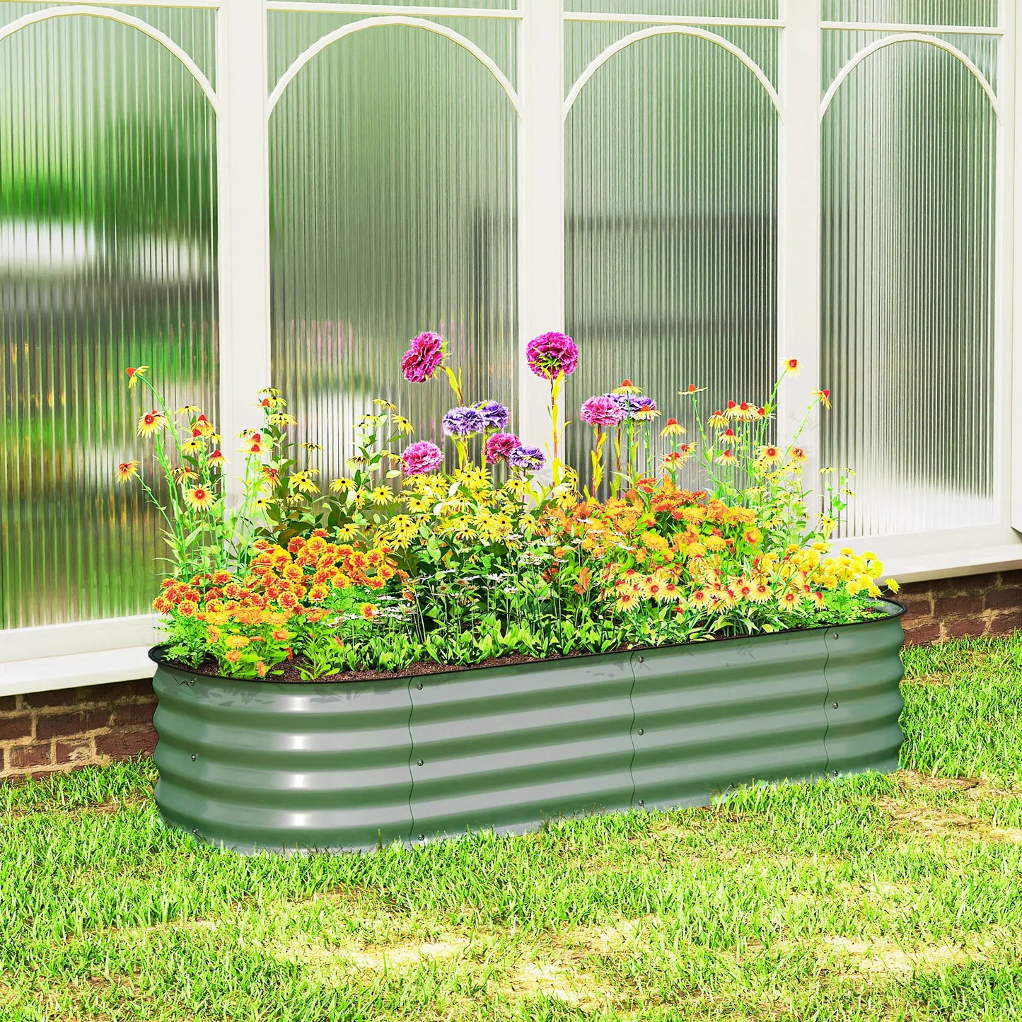 4.9 x 2 x 1ft Galvanized Raised Garden Bed Kit, Metal Planter Box, Green