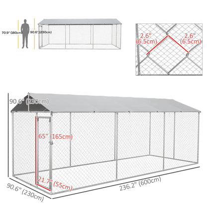19.7' x 7.5' x 7.5' Outdoor Dog Kennel, Waterproof UV Resistant Cover, Silver Houses, Kennels & Pens at Gallery Canada